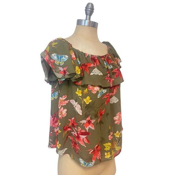 Anthropologie Maeve Off the shoulder Ruffle Top Floral Small - Picture 3 of 6